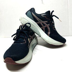 Asics blue and pink athletic shoes